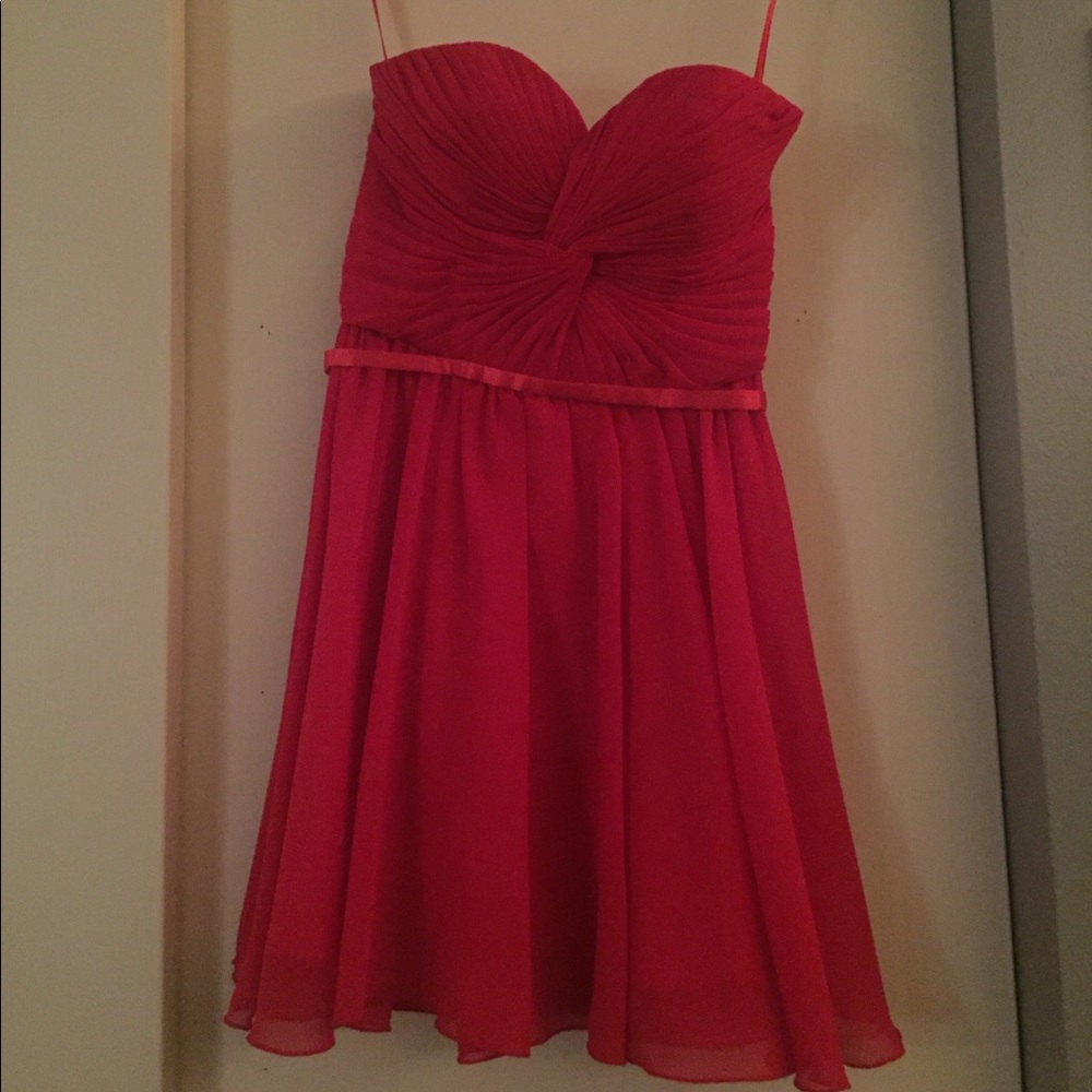 Strapless red dress